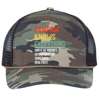 Pawpaw Knows Everything Father's Day Pawpaw Retro Rope Trucker Hat Cap