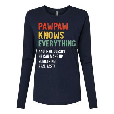 Pawpaw Knows Everything Father's Day Pawpaw Womens Cotton Relaxed Long Sleeve T-Shirt