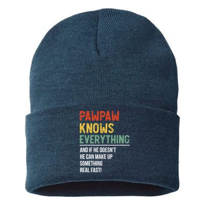 Pawpaw Knows Everything Father's Day Pawpaw Sustainable Knit Beanie