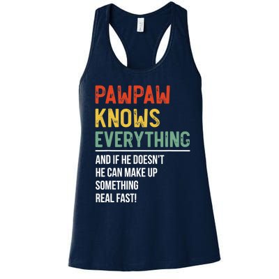 Pawpaw Knows Everything Father's Day Pawpaw Women's Racerback Tank