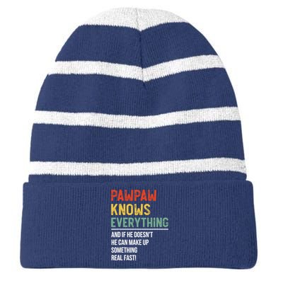 Pawpaw Knows Everything Father's Day Pawpaw Striped Beanie with Solid Band