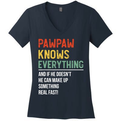 Pawpaw Knows Everything Father's Day Pawpaw Women's V-Neck T-Shirt