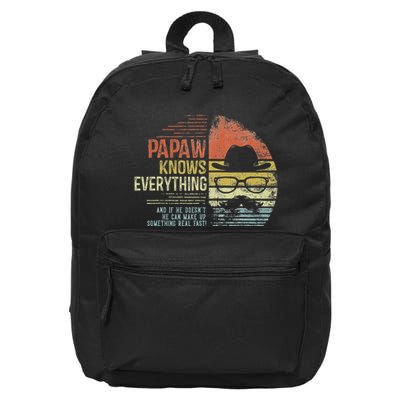 Papaw Knows Everything Funny Papaw Gag Gifts Birthday 16 in Basic Backpack