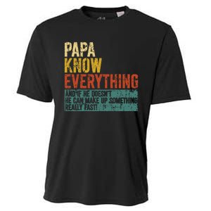 Papa Knows Everything Funny Fathers Day Gift for Papa Cooling Performance Crew T-Shirt