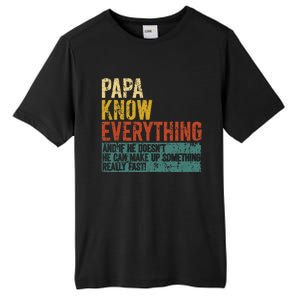 Papa Knows Everything Funny Fathers Day Gift for Papa Tall Fusion ChromaSoft Performance T-Shirt