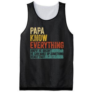 Papa Knows Everything Funny Fathers Day Gift for Papa Mesh Reversible Basketball Jersey Tank