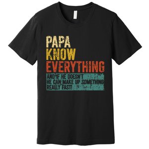 Papa Knows Everything Funny Fathers Day Gift for Papa Premium T-Shirt