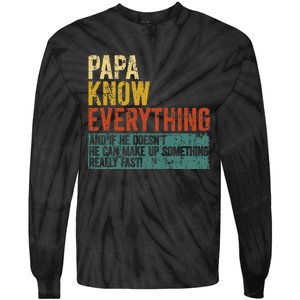 Papa Knows Everything Funny Fathers Day Gift for Papa Tie-Dye Long Sleeve Shirt