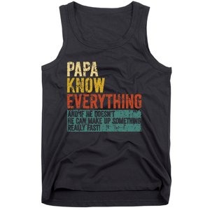 Papa Knows Everything Funny Fathers Day Gift for Papa Tank Top