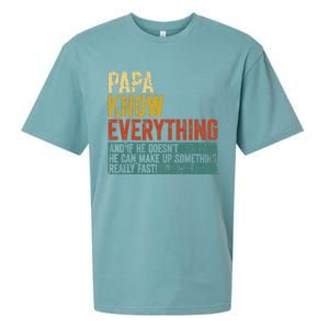 Papa Knows Everything Funny Fathers Day Gift for Papa Sueded Cloud Jersey T-Shirt