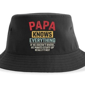 Papa Knows Everything Funny FatherS Day Papa Gift Sustainable Bucket Hat