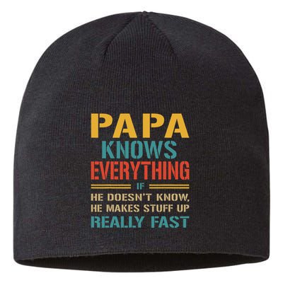 Papa Knows Everything Funny Fathers Day Gift for Papa Sustainable Beanie