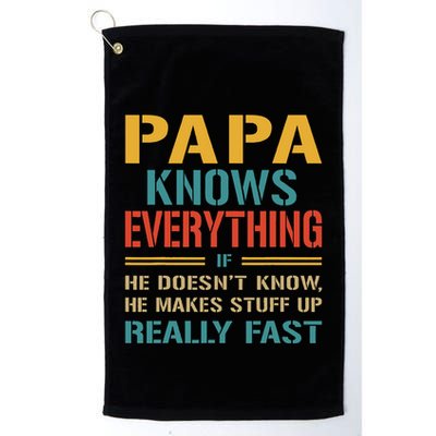 Papa Knows Everything Funny Fathers Day Gift for Papa Golf Towel