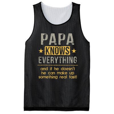 Papa Knows Everything 60th Gift Funny Fathers Day Mesh Reversible Basketball Jersey Tank