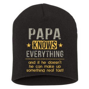 Papa Knows Everything 60th Gift Funny Fathers Day Short Acrylic Beanie