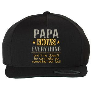 Papa Knows Everything 60th Gift Funny Fathers Day Wool Snapback Cap