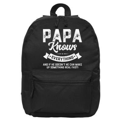 Papa Knows Everything Shirt 60th Gift Funny Father's Day 16 in Basic Backpack