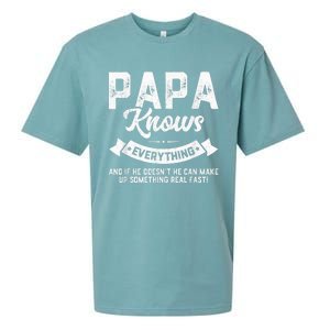 Papa Knows Everything Shirt 60th Gift Funny Father's Day Sueded Cloud Jersey T-Shirt