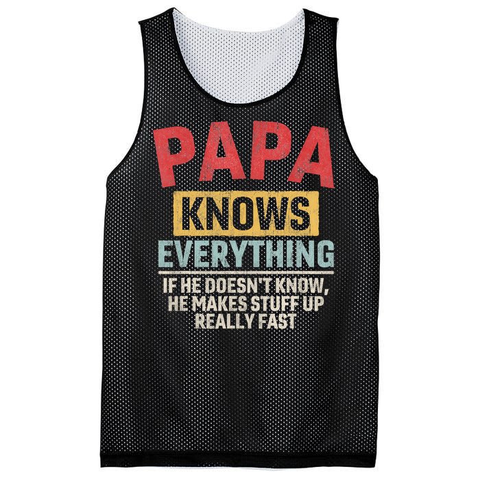 Papa Knows Everything Funny FatherS Day Papa Gift Mesh Reversible Basketball Jersey Tank