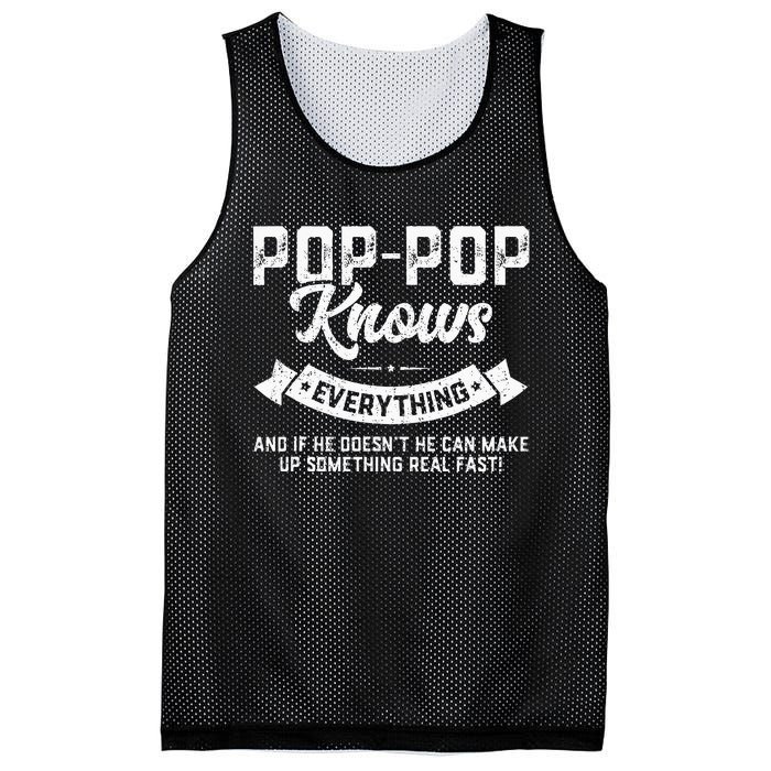 PopPop Knows Everything 60th Gift Funny Fathers Day Mesh Reversible Basketball Jersey Tank