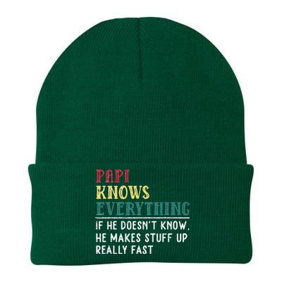 Papi knows everything Father's Day gift for Funny Grandpa Knit Cap Winter Beanie