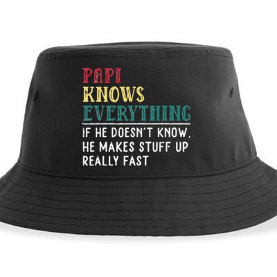 Papi knows everything Father's Day gift for Funny Grandpa Sustainable Bucket Hat