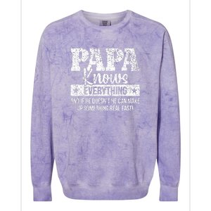 Papa Knows Everything Design Colorblast Crewneck Sweatshirt