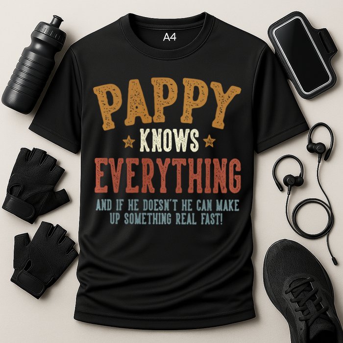 Pappy Knows Everything Humorous FatherS Day Pappy Cooling Performance Crew T-Shirt