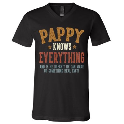 Pappy Knows Everything Humorous FatherS Day Pappy V-Neck T-Shirt
