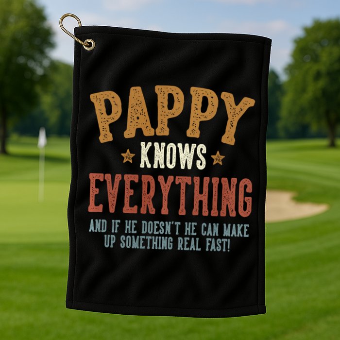Pappy Knows Everything Humorous FatherS Day Pappy Golf Towel