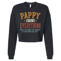 Pappy Knows Everything Humorous FatherS Day Pappy Cropped Pullover Crew