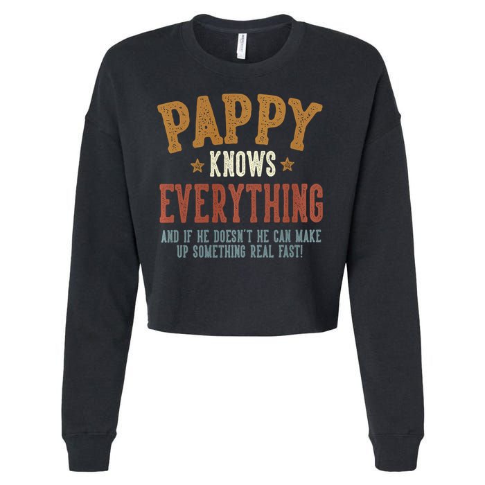 Pappy Knows Everything Humorous FatherS Day Pappy Cropped Pullover Crew