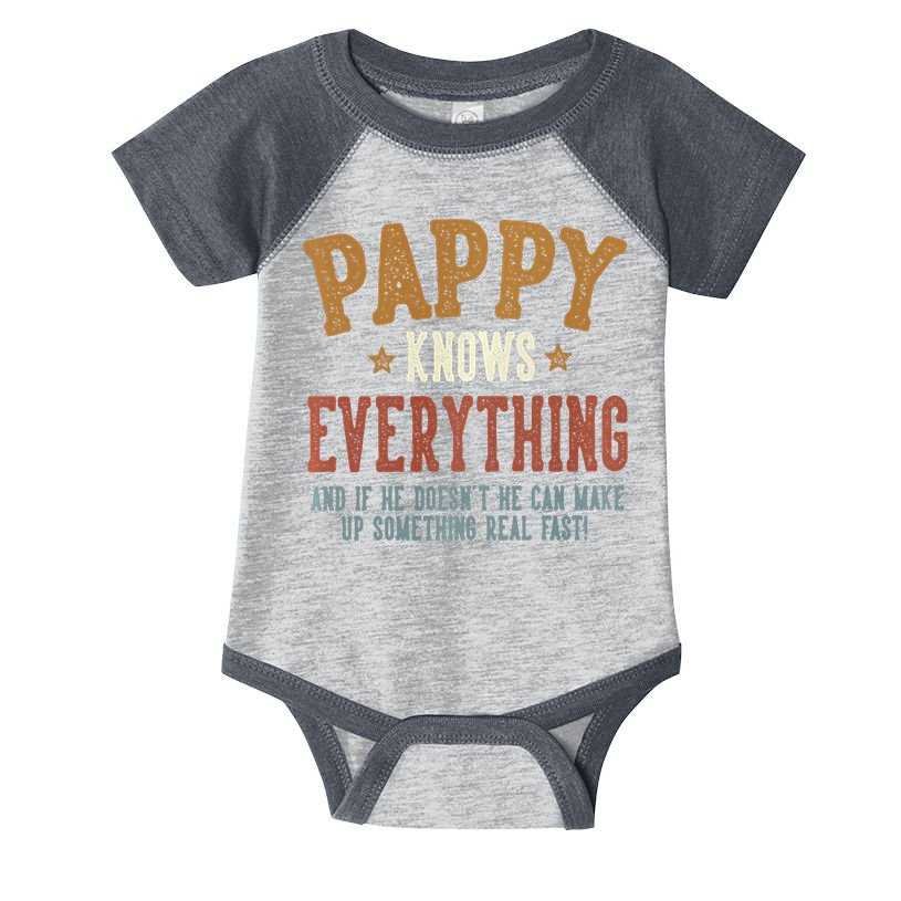 Pappy Knows Everything Humorous FatherS Day Pappy Infant Baby Jersey Bodysuit