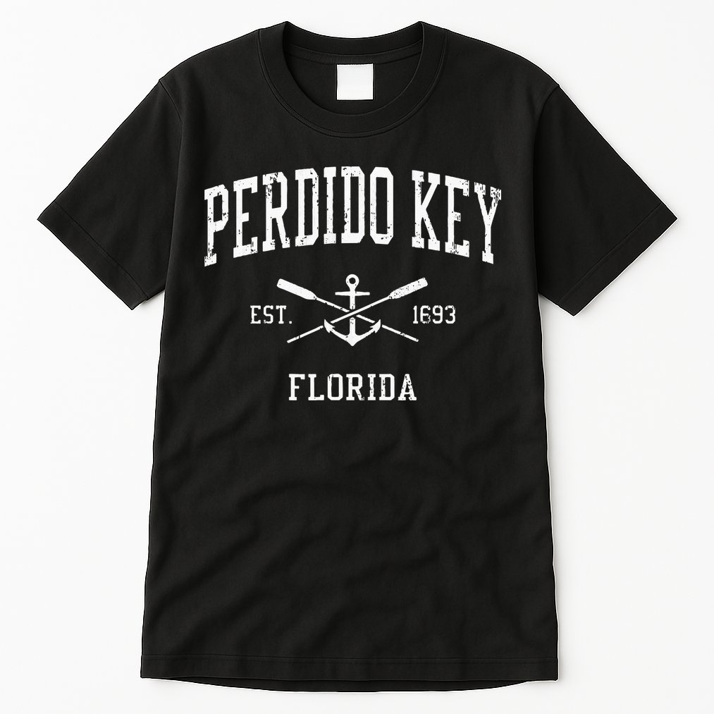 Perdido Key FL Vintage Crossed Oars & Boat Anchor Sports Tall T-Shirt