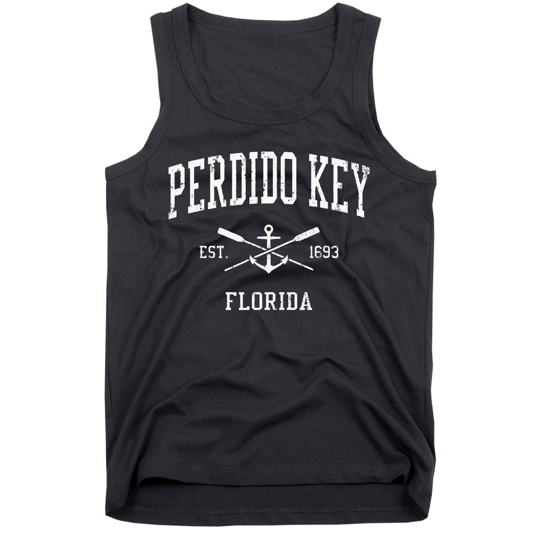 Perdido Key FL Vintage Crossed Oars & Boat Anchor Sports Tank Top