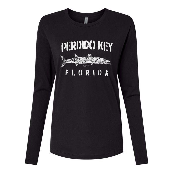 Perdido Key Fl Great Barracuda Womens Cotton Relaxed Long Sleeve T-Shirt