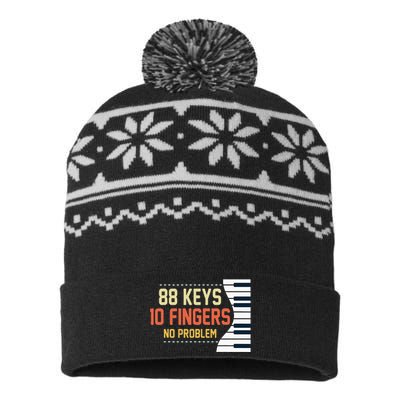 Piano Keys Funny Musician Music 88 Keys Gift USA-Made Snowflake Beanie