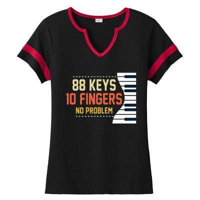 Piano Keys Funny Musician Music 88 Keys Gift Ladies Halftime Notch Neck Tee