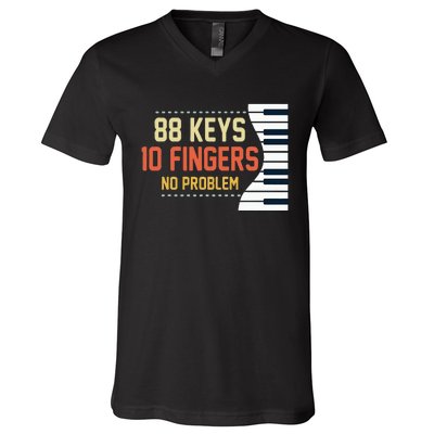 Piano Keys Funny Musician Music 88 Keys Gift V-Neck T-Shirt