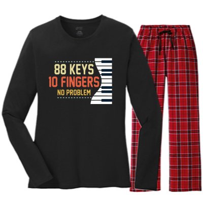 Piano Keys Funny Musician Music 88 Keys Gift Women's Long Sleeve Flannel Pajama Set 