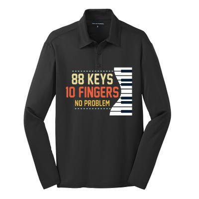 Piano Keys Funny Musician Music 88 Keys Gift Silk Touch Performance Long Sleeve Polo