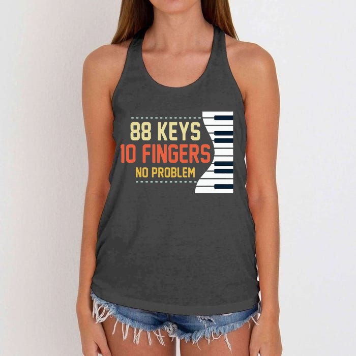 Piano Keys Funny Musician Music 88 Keys Gift Women's Knotted Racerback Tank