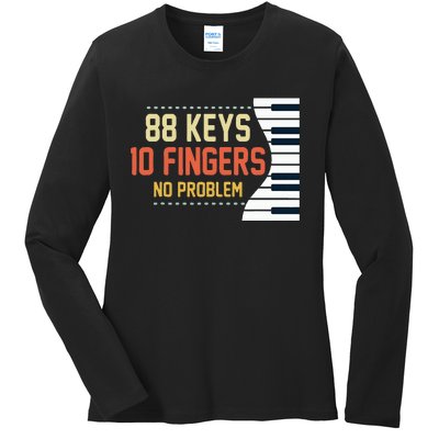 Piano Keys Funny Musician Music 88 Keys Gift Ladies Long Sleeve Shirt