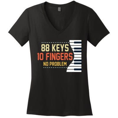 Piano Keys Funny Musician Music 88 Keys Gift Women's V-Neck T-Shirt