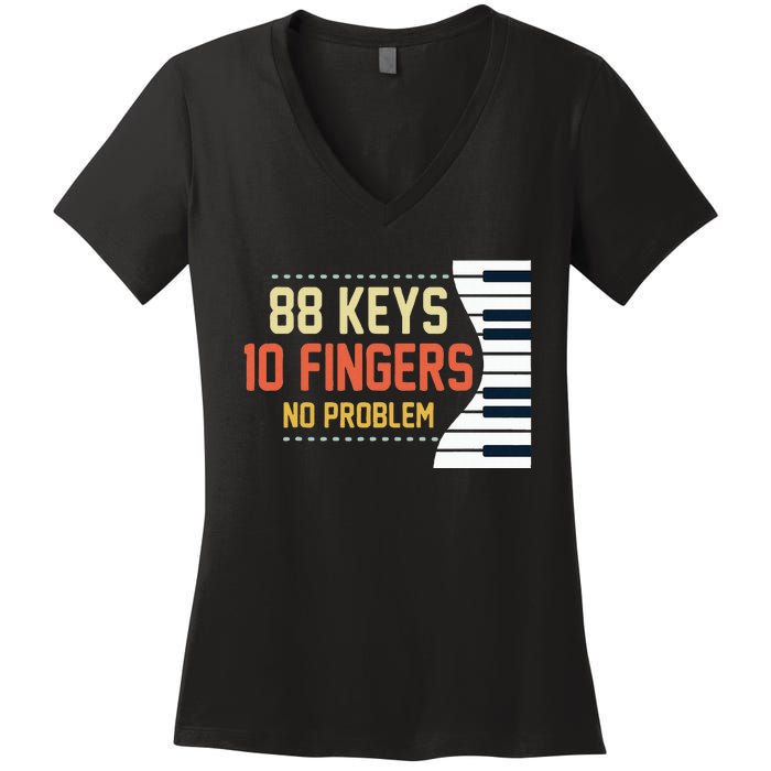 Piano Keys Funny Musician Music 88 Keys Gift Women's V-Neck T-Shirt