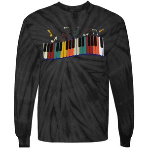 Piano Keyboard For Piano Player Keyboardist Tie-Dye Long Sleeve Shirt