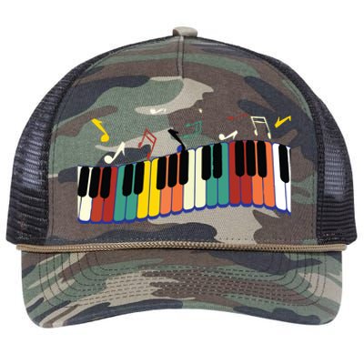 Piano Keyboard For Piano Player Keyboardist Retro Rope Trucker Hat Cap