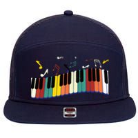 Piano Keyboard For Piano Player Keyboardist 7 Panel Mesh Trucker Snapback Hat