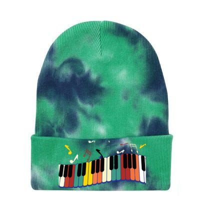 Piano Keyboard For Piano Player Keyboardist Tie Dye 12in Knit Beanie