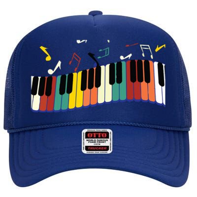 Piano Keyboard For Piano Player Keyboardist High Crown Mesh Back Trucker Hat